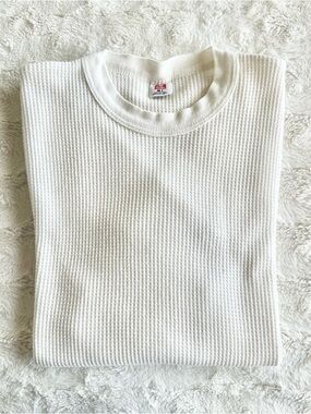 Vintage Hanes Thermal Shirt Tee Mens XS (Tag M) White Waffle Knit 70s Outdoor LS